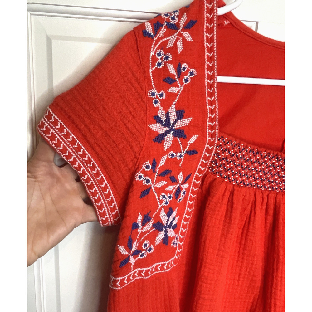 Old Navy Women's Embroidered Dress Sz S Cotton Gauze Boho Coastal Peasant Aztec - Picture 6 of 12